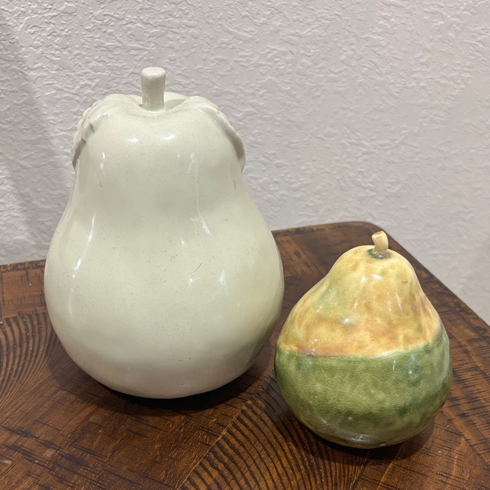 Ceramic Decorative Pears - Cream and Green Set